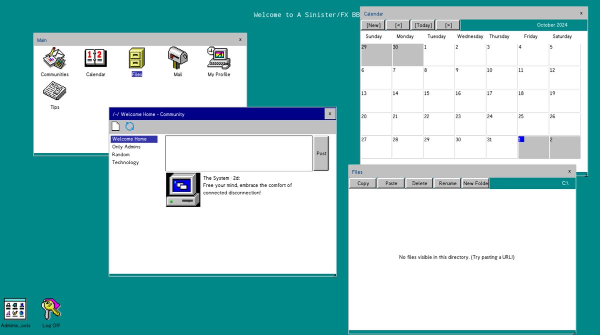 justLedbetter's tweet photo. So.... I've built the world's first purely Remote Desktop-based BBS.

Anyone want to login and try it out?  😁 https://t.co/qOggdHNBCj