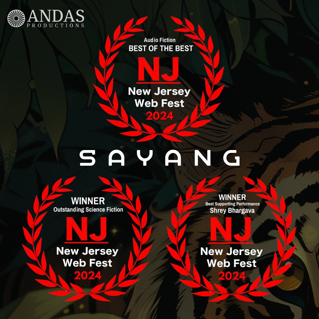 It's been a month and we still can't believe it! 🤯 

"Sayang," our latest audio drama, was awarded BEST OF THE BEST of audio fiction at @njwebfest 2024!! 😱🥳🎉

Sayang also took home:
1. Outstanding Science Fiction, and
2. Best Supporting Performance by <a href="/ShreyBhargava/">Shrey</a>...

(1/4)