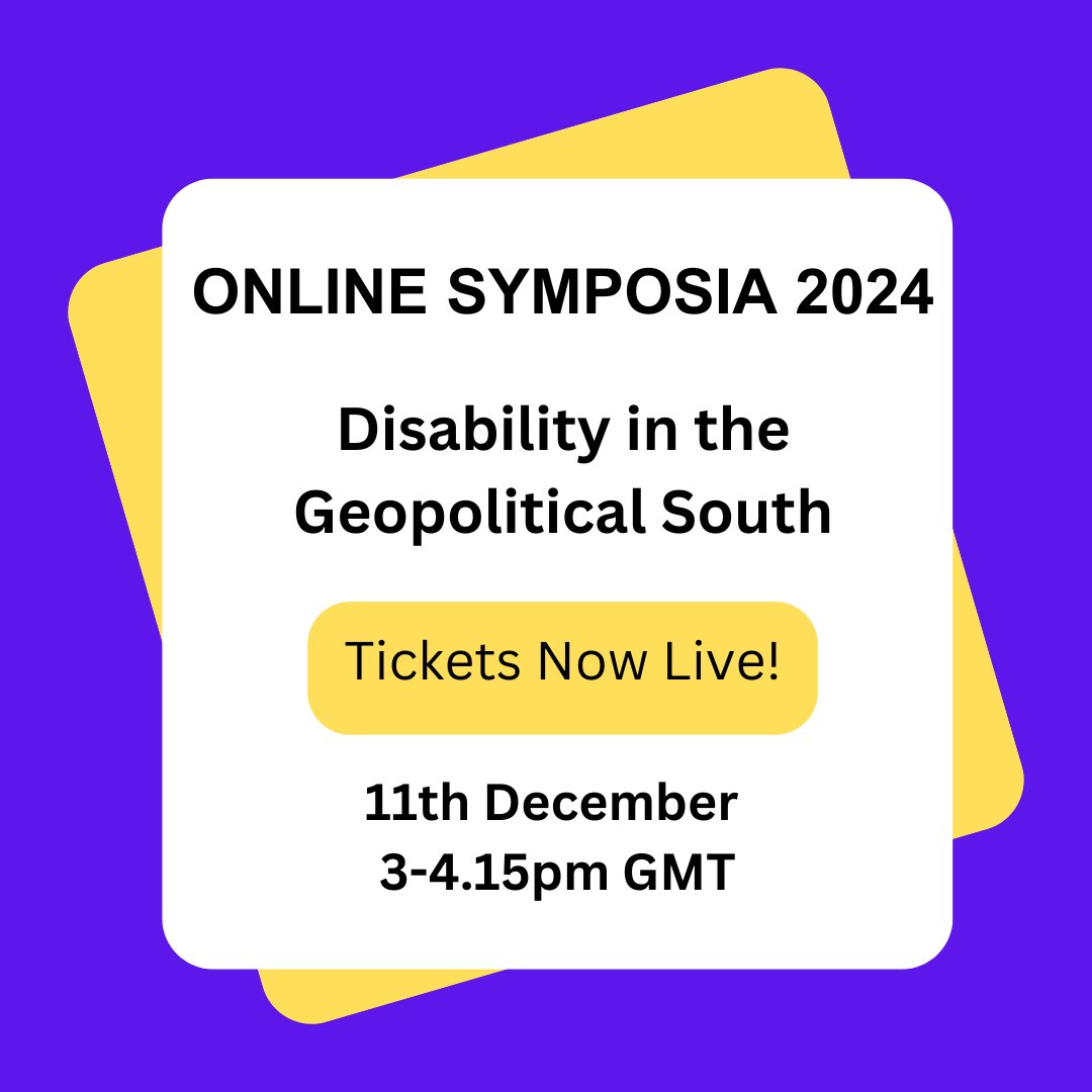 DisabilityMatters (@dismatters) on Twitter photo We are back with another Online Symposia! Please join us on 11th December 3pm GMT for talks from @jiya_pandya, <a href="/vishinair5/">Vishnu Nair</a>, and <a href="/_AnkitaMishra/">Dr Ankita Mishra</a> on disability in the geopolitical south.
Get your tickets here: buytickets.at/disabilitymatt… We are back with another Online Symposia! Please join us on 11th December 3pm GMT for talks from @jiya_pandya, <a href="/vishinair5/">Vishnu Nair</a>, and <a href="/_AnkitaMishra/">Dr Ankita Mishra</a> on disability in the geopolitical south.
Get your tickets here: buytickets.at/disabilitymatt…