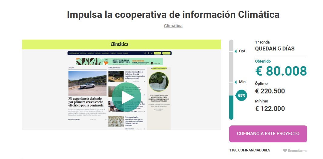 magdabandera's tweet photo. La comunidad de @Climatica, como la de @lamarea_com, es única. Y aquí está de nuevo juntando fuerzas para #LaRemontadaClimática. Cada cual según su capacidad... ¡Muchísimas gracias, mecenas! Cada euro que entra en esta cooperativa se dedica a información.
https://t.co/fAfVS7JqOO https://t.co/fQaKn3bsgm