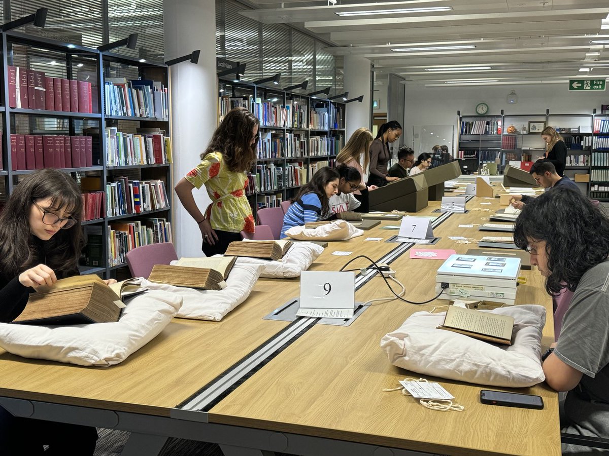 JanGrace7's tweet photo. Dr Simon Sleight and students from King’s College, London looking at original source material in Liverpool Central Library Archive department this morning ⁦@Liverpoollib⁩ ⁦@JenThePoob⁩ https://t.co/Pu5Tedq7O0