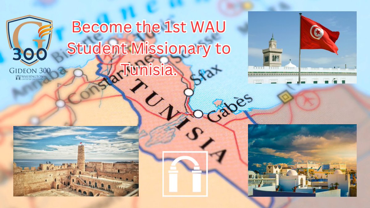 Who wants to be the first Washington Adventist University (WAU) student missionary to Tunisia? If you feel called, please contact Dr. Jiwan Moon, our university chaplain, at jmoon@wau.edu. #ThisIsWAU #GatewayToService #WAUGideon300 #EveryStudentAMissionary #WAUCampusMinistries