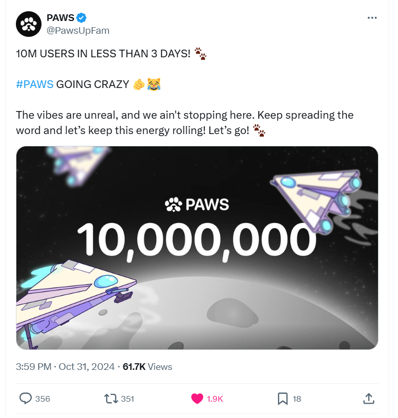 solotop999's tweet photo. 🎁[ Giveaway ] Chuyên mục tặng Ref kèo PAWS

➡️Claim PAWS: https://t.co/u5FaryTMhR

- Mỗi bạn: 10 ref (+5,000 PAWS)
- Random: 10 Bạn
- yêu cầu: gửi link ref vào phần comment, retweet và join group https://t.co/D24pZwE4Gt
- Mai sẽ thông báo kết quả nha mọi người 😘
---------------

✅10 Triệu User trong vòng 3 ngày
✅ Kỉ lục bên $TON luôn
✅ $NOT và $DOGS phải gọi $PAWS bằng mồm🤣