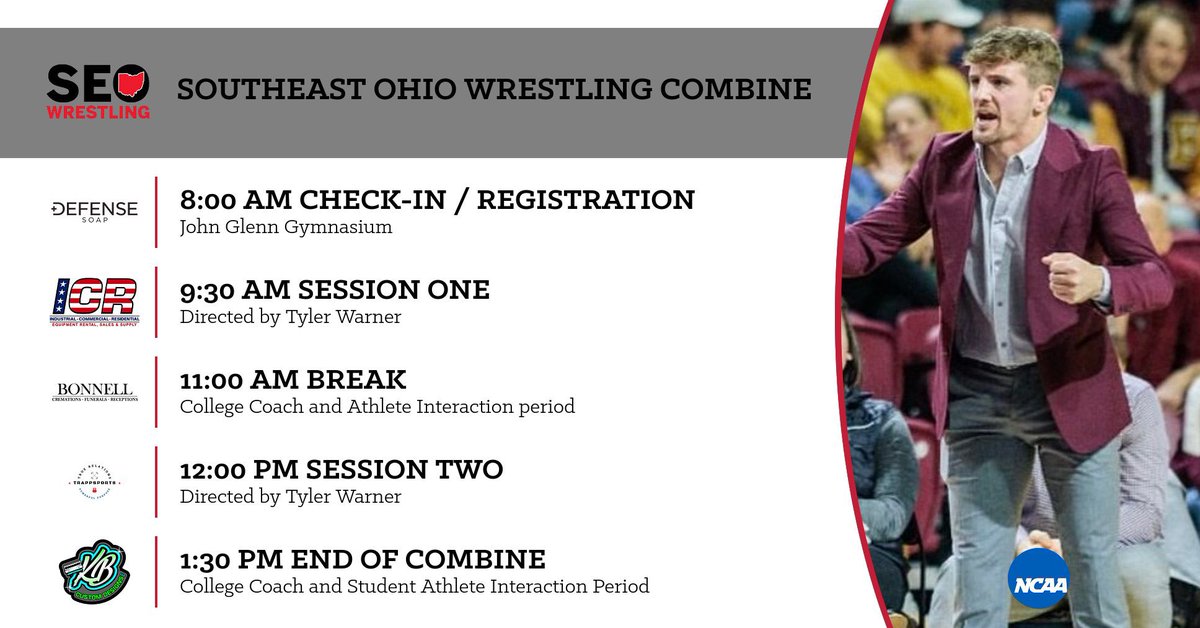 WrestlingMuskie's tweet photo. This weekend, we hosted the 3rd Annual Southeast Ohio Wrestling Combine, with over 110 HS athletes representing 28 states. 

Thank you to @tylerr_warnerr for helping make these young studs better. 

Big thank you to our sponsors:
@icrequipmentandsupply 
@dmason158 @defensesoap! https://t.co/RCFK24nHA3