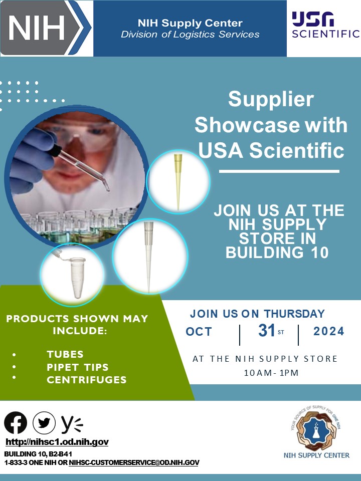 NIHSupplyCenter's tweet photo. Our vendor USA Scientific will be onsite today! https://t.co/AI7jfGBiUy