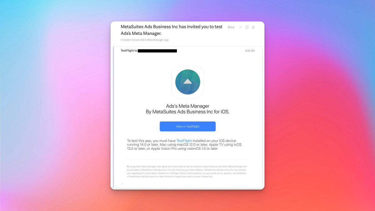 Fake <a href="/AppStore/">App Store</a> TestFlight invitation landed in my inbox this morning.

The scammers are evolving 🙃