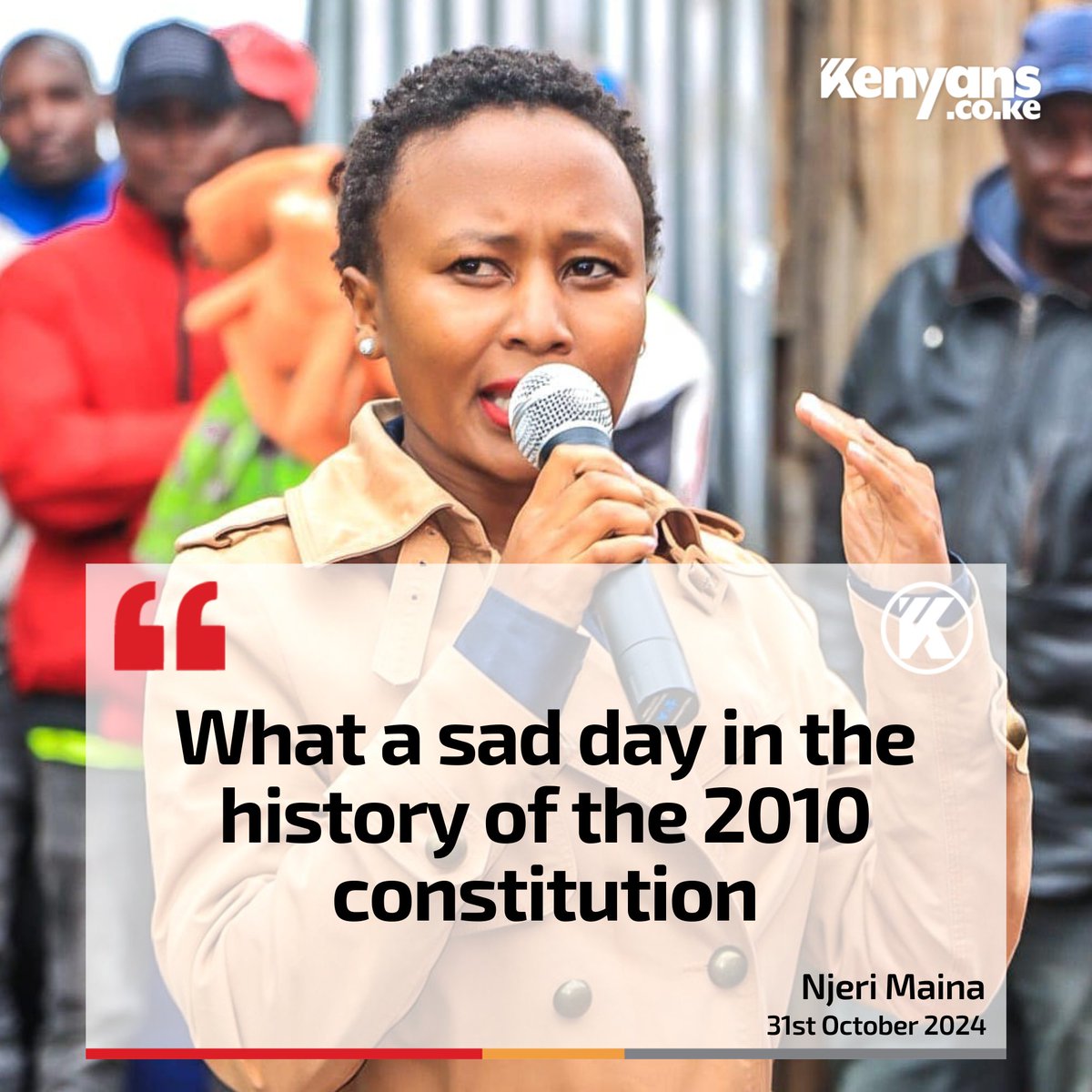 What a sad day in the history of the 2010 constitution - MP Njeri Maina