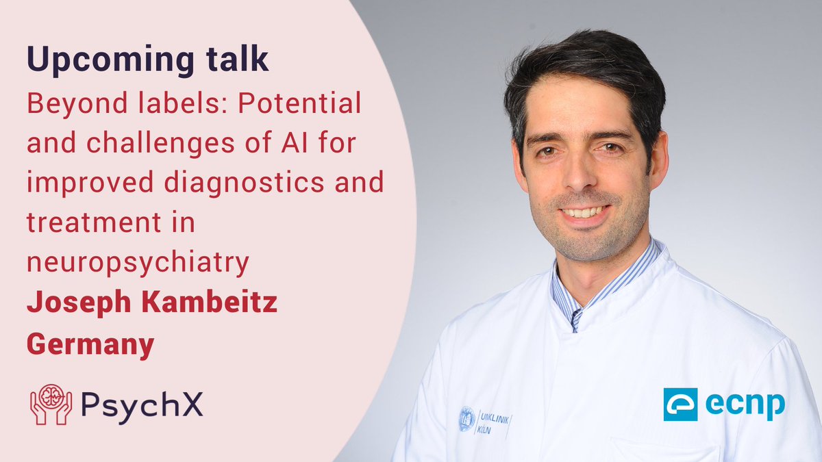 🧠 Don’t miss Joseph Kambeitz’s talk, 'Beyond labels: Potential and challenges of AI for improved diagnostics and treatment in neuropsychiatry' on 4 November at 16.30 CET!
🔗 ecnp.eu/ecnpcongress/e…
#ECNP #AI #Neuropsychiatry #MentalHealth <a href="/joseph_kambeitz/">Joseph Kambeitz</a> <a href="/UniCologne/">Universität zu Köln</a>