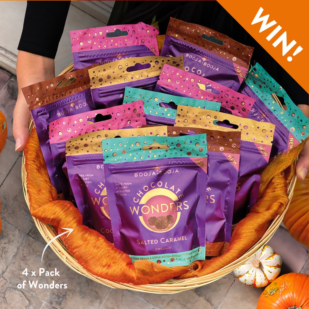 BoojaBooja's tweet image. You could #WIN a set of our #new Chocolate Wonders - all 4 delicious flavours! Just RT this post with #ChocolateWonders before midnight 4th Nov. Winner will be chosen at random. No cash equivalent. UK only #BoojaBooja #Giveaway #GlutenFree #DairyFree #Vegan #Organic #Halloween