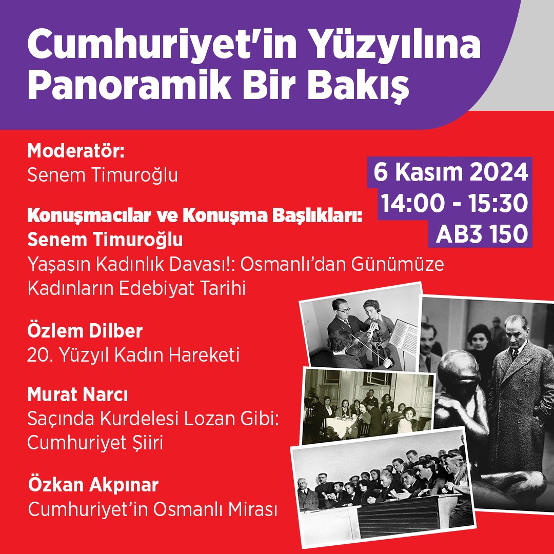 Cumhuriyet'in Yüzyılına Panoramik Bir Bakış paneli, 6 Kasım Çarşamba Özyeğin Üniversitesi Çekmeköy Kampüsü'nde gerçekleşecek.