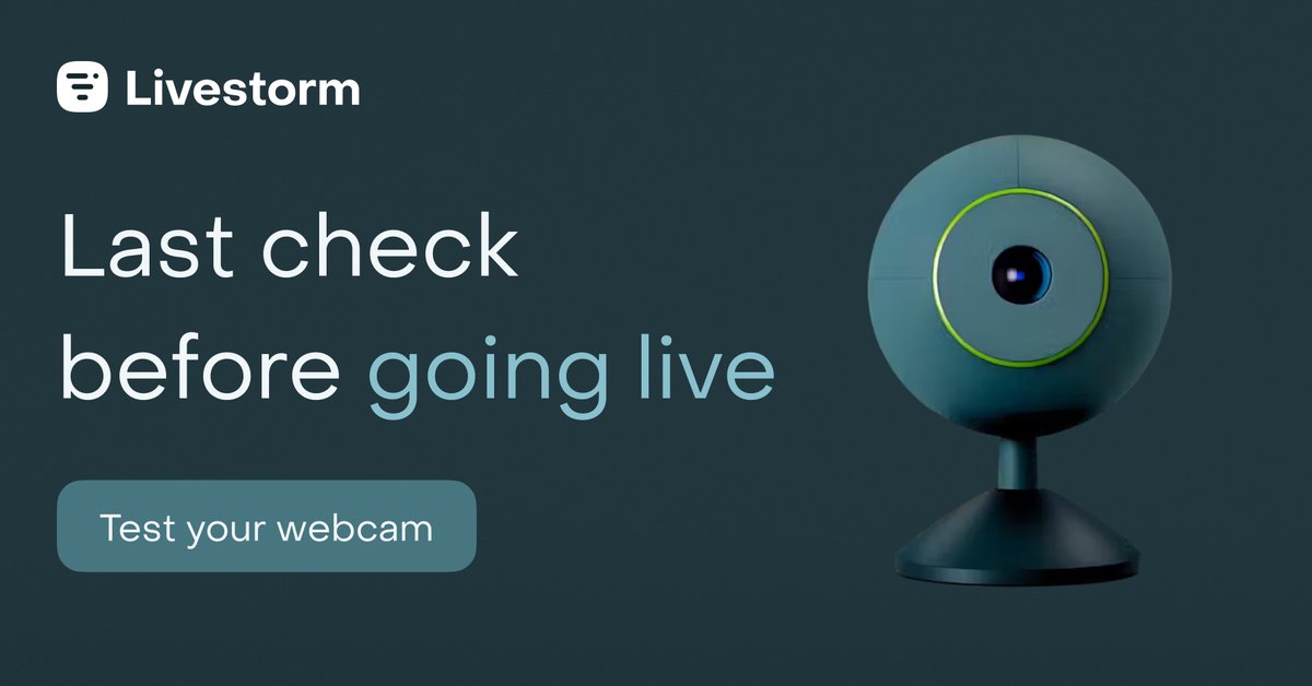 livestormapp's tweet image. Get your webcam ready to dazzle for your next webinar!  Try Livestorm&apos;s free webcam test tool to ensure you look more like a star than a ghost👻 
Stay camera-ready and shine bright! 👉 bit.ly/3Uje5KX
#Webinartools #Webcamtest