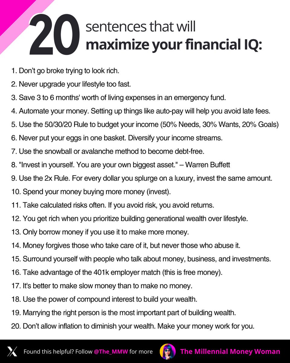 20 sentences that will maximize your financial IQ: