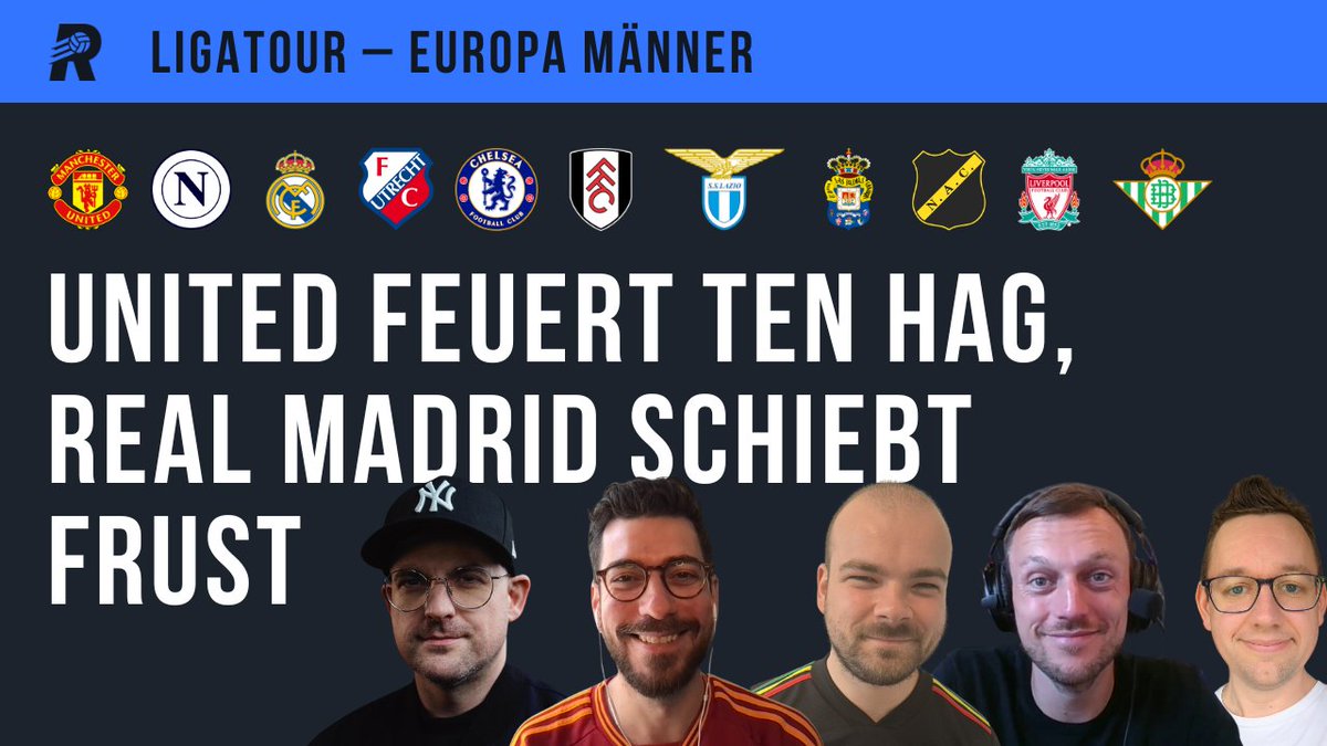 Rasenfunk (@rasenfunk) on Twitter photo Woran ist ten Hag bei United gescheitert? Wie groß ist die Krise bei Real? Zieht Conte mit Napoli wirklich durch? Und warum ist der FC Utrecht so gut? Unsere Ligatour: rasenfunk.de/ligatour/143
<a href="/JoachimHebel/">Joachim Hebel</a>
<a href="/Mario_Rieker/">Mario Rieker</a>
<a href="/nazissindkacke/">Daniel Zander</a>
<a href="/nilskern17/">Nils Kern</a> Woran ist ten Hag bei United gescheitert? Wie groß ist die Krise bei Real? Zieht Conte mit Napoli wirklich durch? Und warum ist der FC Utrecht so gut? Unsere Ligatour: rasenfunk.de/ligatour/143
<a href="/JoachimHebel/">Joachim Hebel</a>
<a href="/Mario_Rieker/">Mario Rieker</a>
<a href="/nazissindkacke/">Daniel Zander</a>
<a href="/nilskern17/">Nils Kern</a>