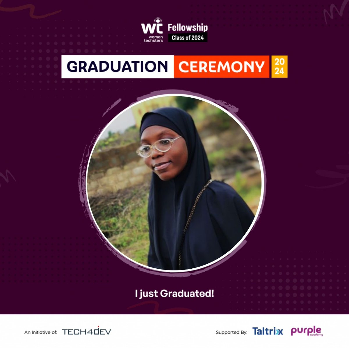 SofiyatG's tweet photo. Congratulations to me and a big THANK YOU to #tech4devHQ for creating this incredible opportunity
Congratulations to all Class 24 graduates on this year long fabulous journey 🎉👏🏽 I'm excited to see where this new chapter takes me 💻 #wtfgraduation2024 https://t.co/EIjOeHGeAn
