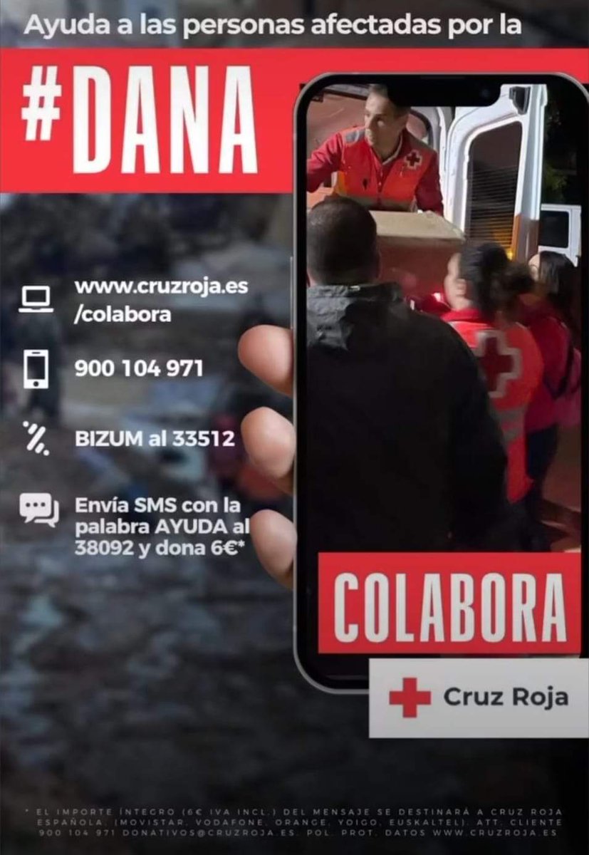 Desde ÉLITE SOCIAL MADRID, queremos aportar nuestro granito de arena, para que podamos entre todos ayudar a los damnificados por la Dana en Valencia y las poblaciones limítrofes. 

Solicitamos la ayuda de todos vosotros, a través de la Cruz roja. 

#ayudadana 
#SOSValencia