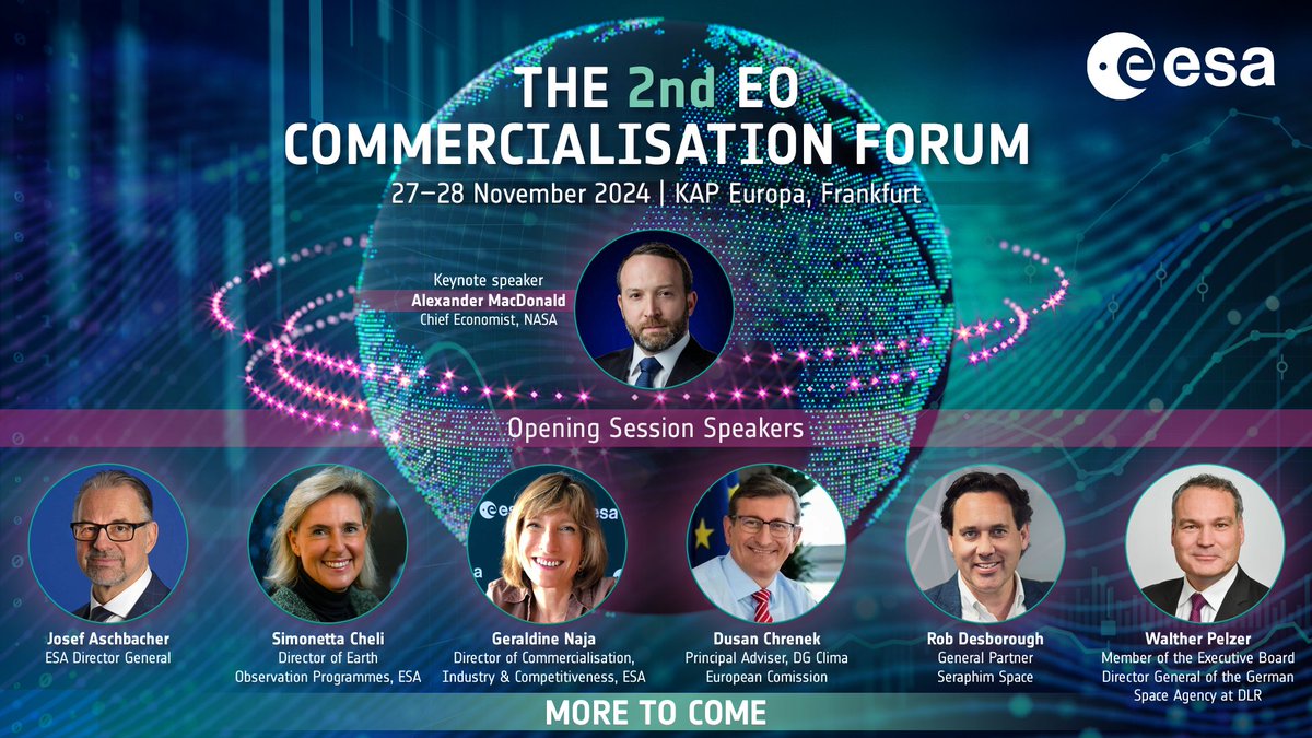 There is still time to register to the second <a href="/esa/">European Space Agency</a> Earth Observation Commercialisation Forum, taking place in Frankfurt at the end of November. 

This year's team is “Addressing climate challenges and opportunities with Earth observation for human and planet