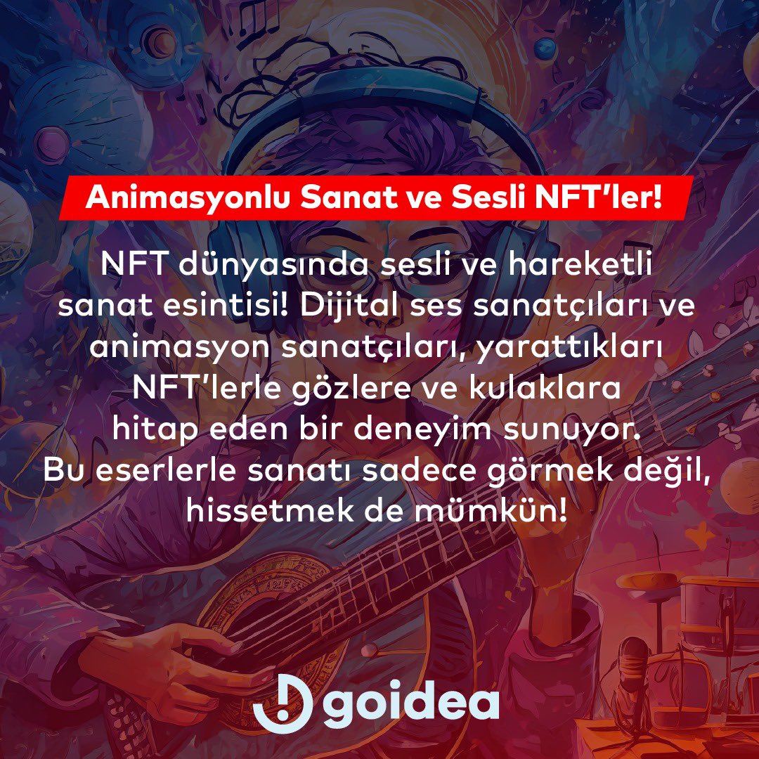 Goideaio's tweet photo. Animasyon ve sesli NFT’ler, dijital sanatın sınırlarını zorluyor. Bu benzersiz deneyimi kaçırmayın!
 #NFT #DigitalArt #AnimasyonSanatı #SesliNFT #SanatVeMüzik #NFTSanat https://t.co/usbOrZl8Tf