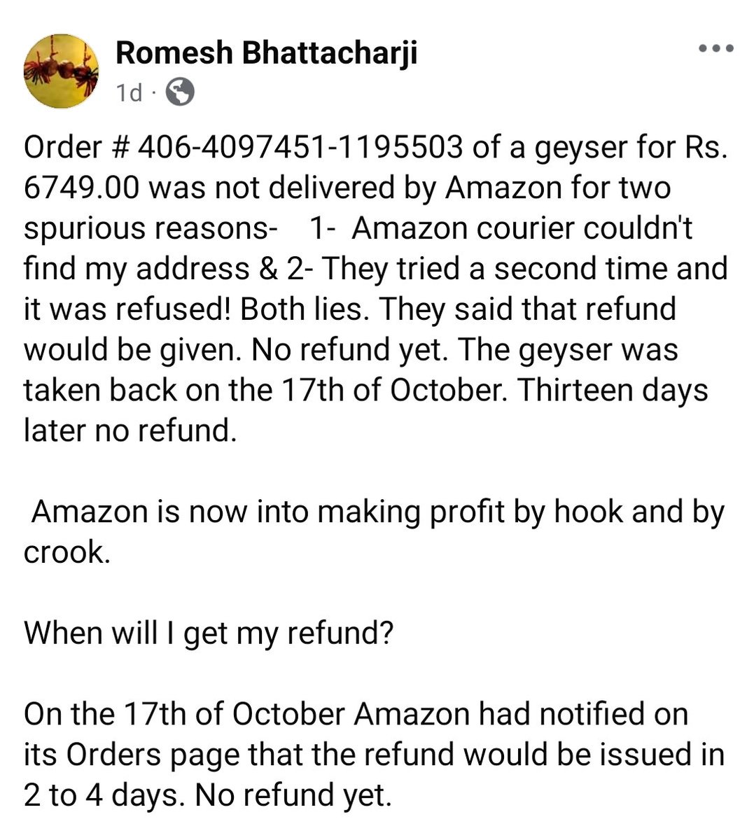 lil_satan's tweet photo. @AmazonHelp @amazonIN @amazon @AmitAgarwal  Please have a refund issued asap, this is extremely unprofessional and unbecoming of a company of your size and reputation. Resolve this matter asap. Thank you &amp; wish you all a Happy Diwali. https://t.co/nI9tf1knqW