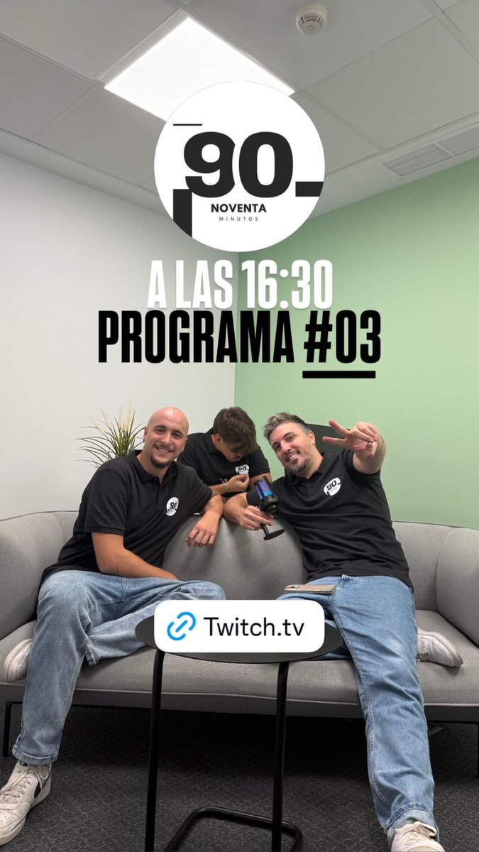 A las 16:30 estaremos en directo en Twitch
⚽️
twitch.tv/90miiinutos