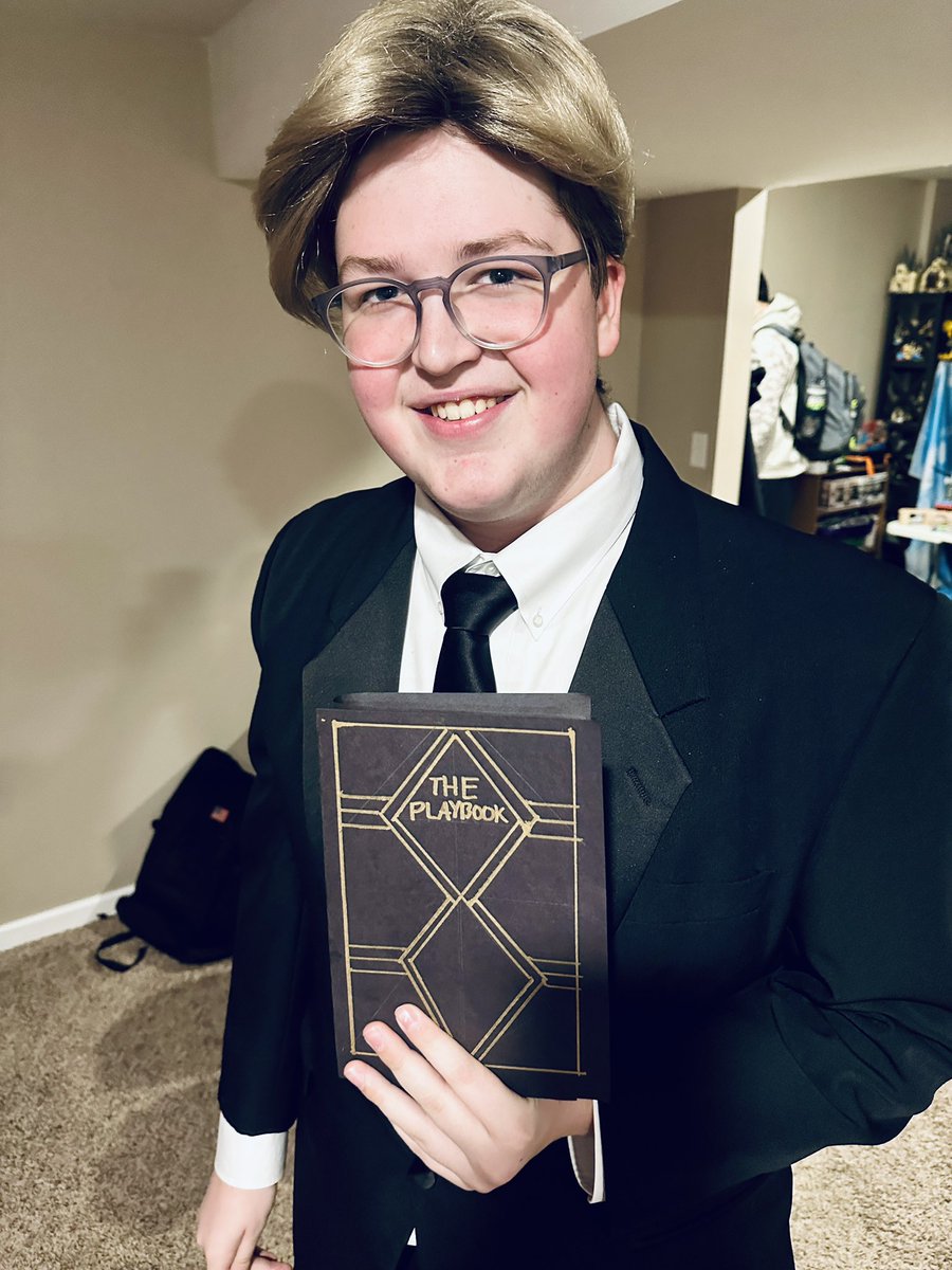 My child just went to school dressed as Barney Stinson from HIMYM because he idolizes Neil Patrick Harris….. Made “the playbook” and had the suit. Found a wig. Living his best life! <a href="/ActuallyNPH/">Neil Patrick Harris</a> <a href="/OfficialHIMYM/">HIMYM</a>