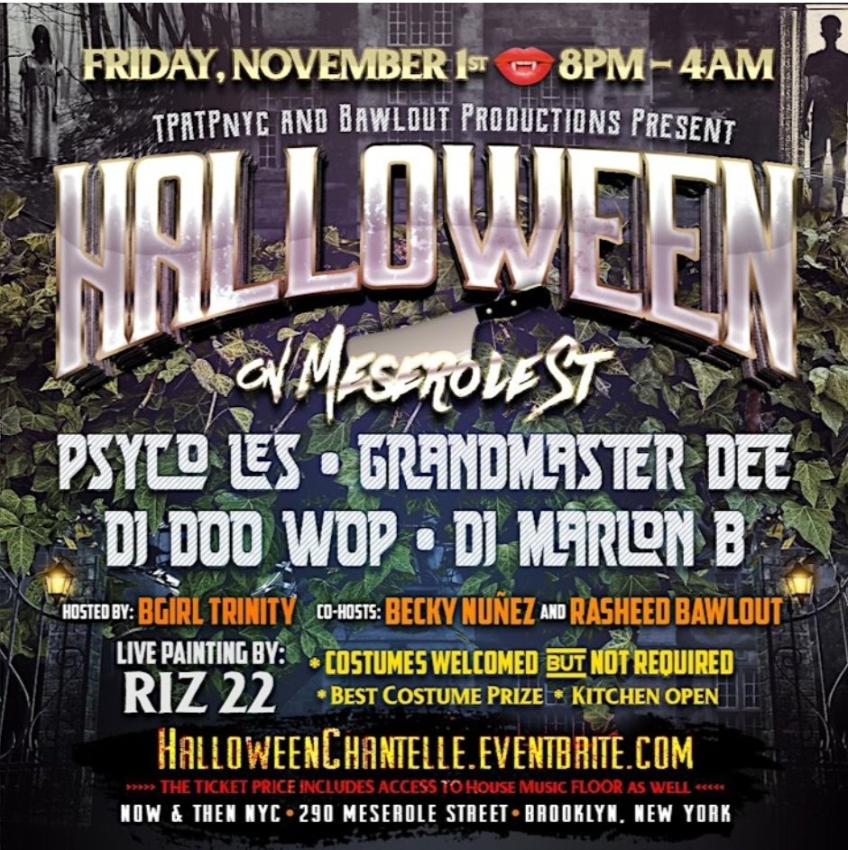 JacquiO69's tweet photo. BECKY NUÑEZ PRESENTS HALLOWEEN ON MESEROLE STREET
KrownJewelzz will be in attendance &amp; have a Bling Boutique Table Set Up from 8pm-12am. #womeninbusiness
#smallbizlove #halloweenparty #housemusicallnightlong #tpatpnyc #womensupportingwomen #costumeparty #housemusic #hiphopmusic https://t.co/eO1850ir3j