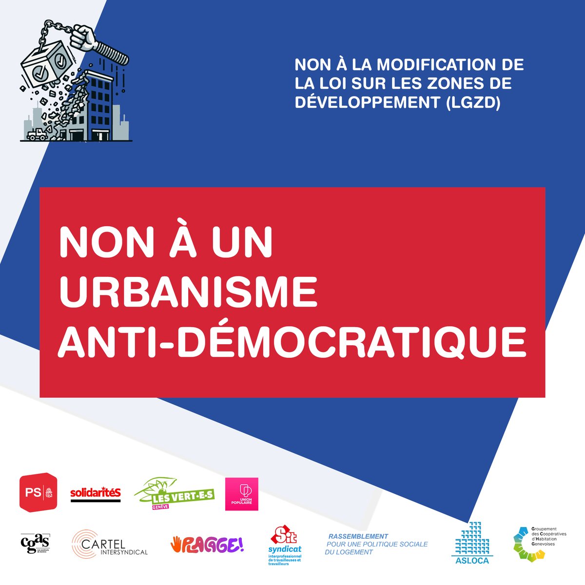 ASLOCA_Geneve's tweet image. Votation cantonale ➡️ Non à un urbanisme détourné de l’intérêt collectif, à la merci des intérêts des propriétaires fonciers! Le 24 novembre, non à la modification de la LGZD (objet 1).