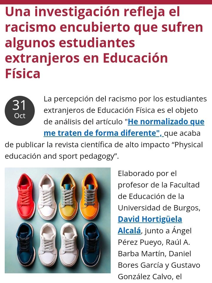 Aquí una pequeña reseña que <a href="/UBUEstudiantes/">Universidad Burgos</a> ha realizado sobre nuestra última investigación sobre EF y racismo 👇🏼
ubu.es/noticias/una-i…