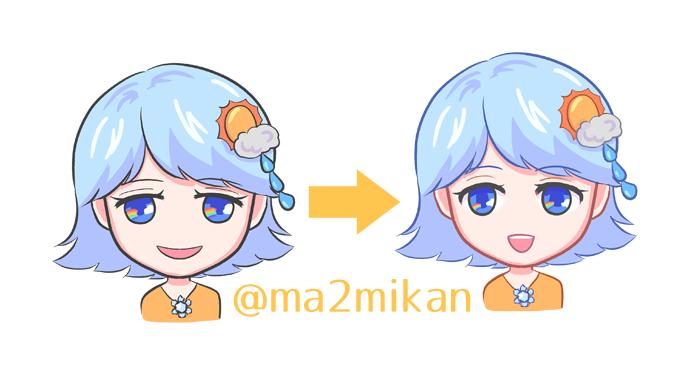 ma2mikan's tweet photo. お天気のキャラ、一般向けゆるキャラっぽさを出したくて、アニメ系の「可愛い」からあえて少し外す…というのを狙ってみたのですが、やっぱり可愛いのが好きなので少し調整しました！
目指せグッズ化！ https://t.co/PoTR8bDC4c