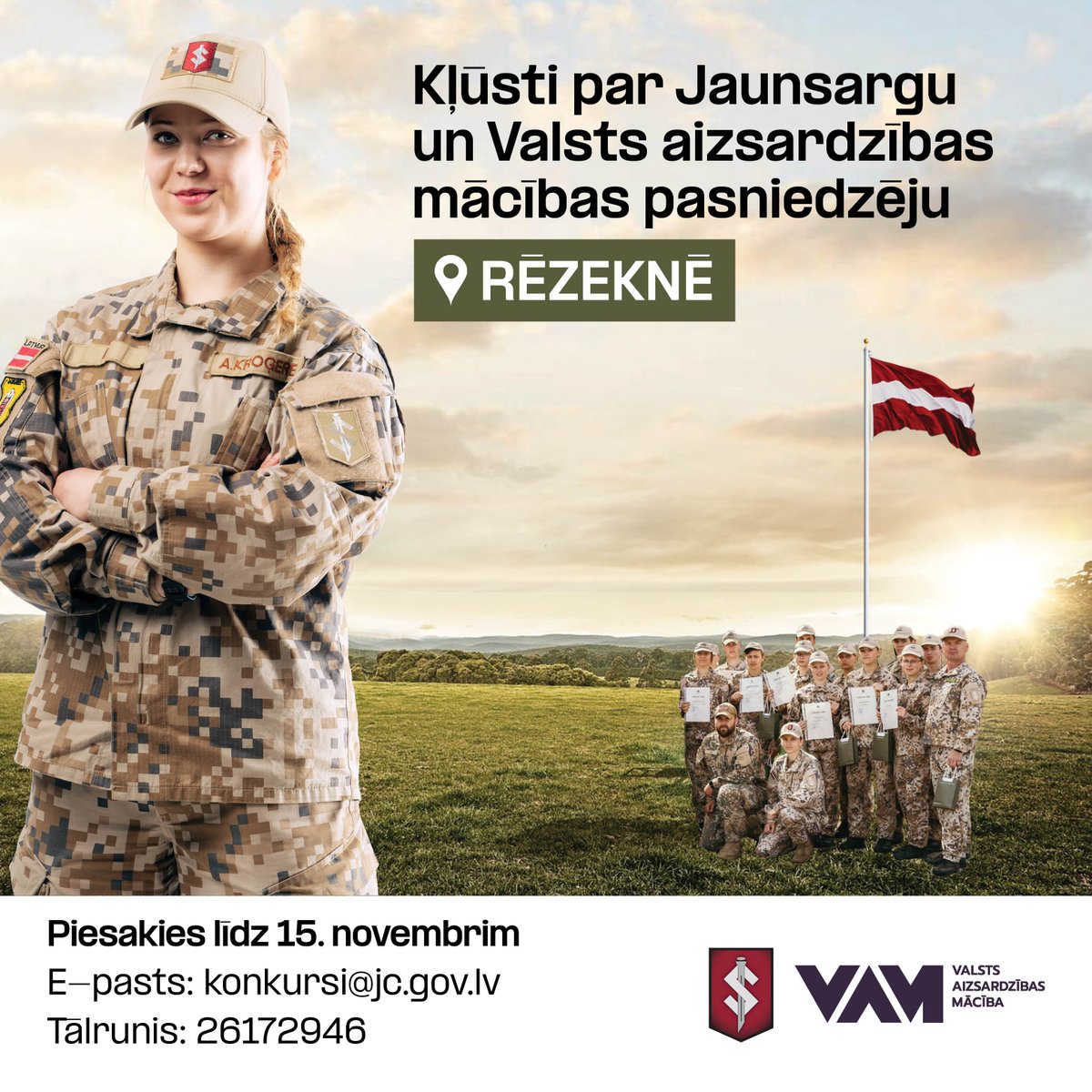 Jaunsardzes centrs izsludina atklātu konkursu uz 2. novada pārvaldes jaunsargu instruktoru amatu (2 vakances) Rēzeknē uz nenoteiktu laiku.

Lasi vairāk 👉 cutt.ly/GeFXxXMY