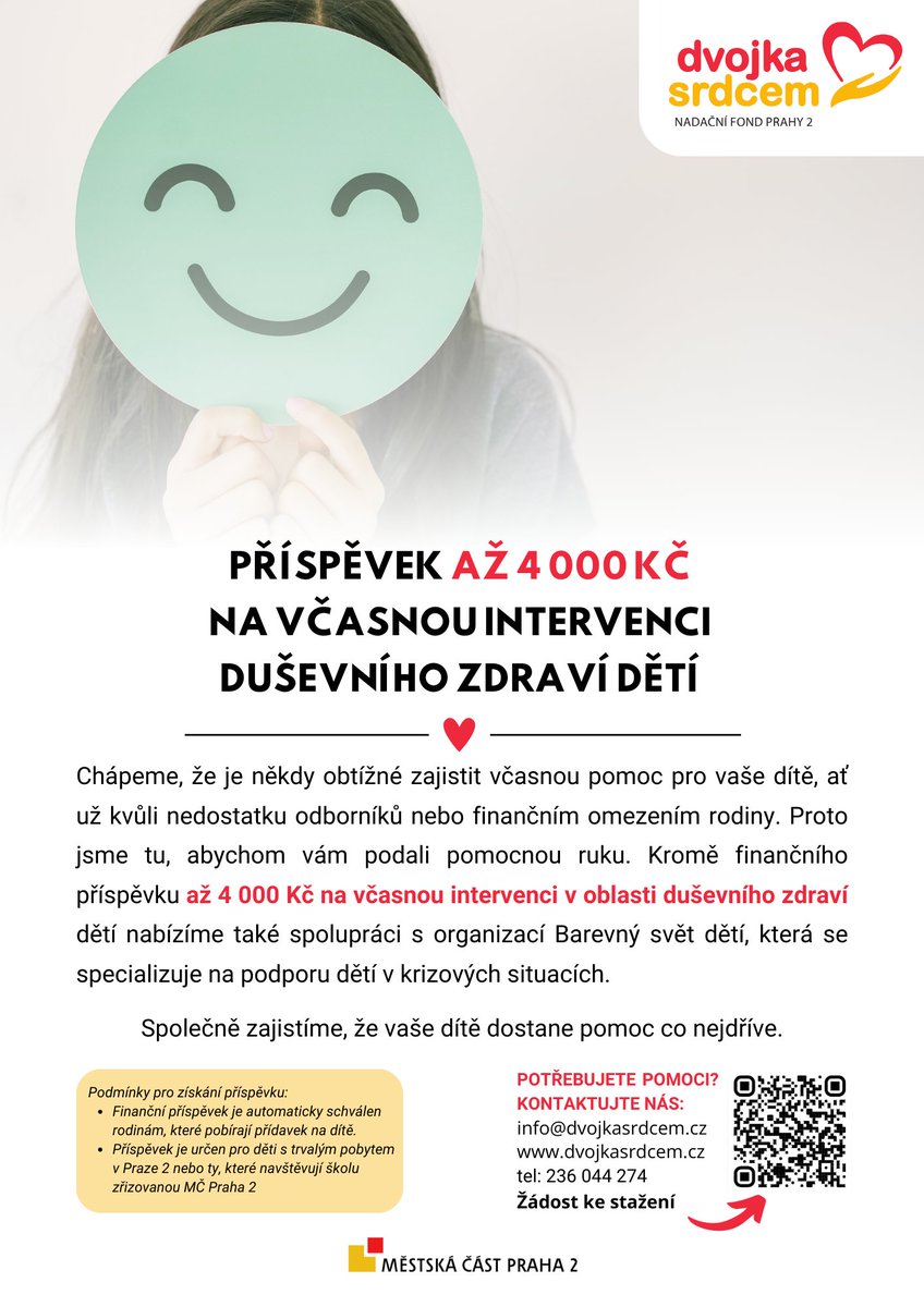 MČ Praha 2 reaguje na zvýšení počtu případů duševních problémů dětí a mladistvých a na zhoršenou dostupnost odborné pomoci v oblasti duševního zdraví dětí a mládeže, a přichází s nabídkou pomoci.

TZ: praha2.cz/praha-2-pricha…