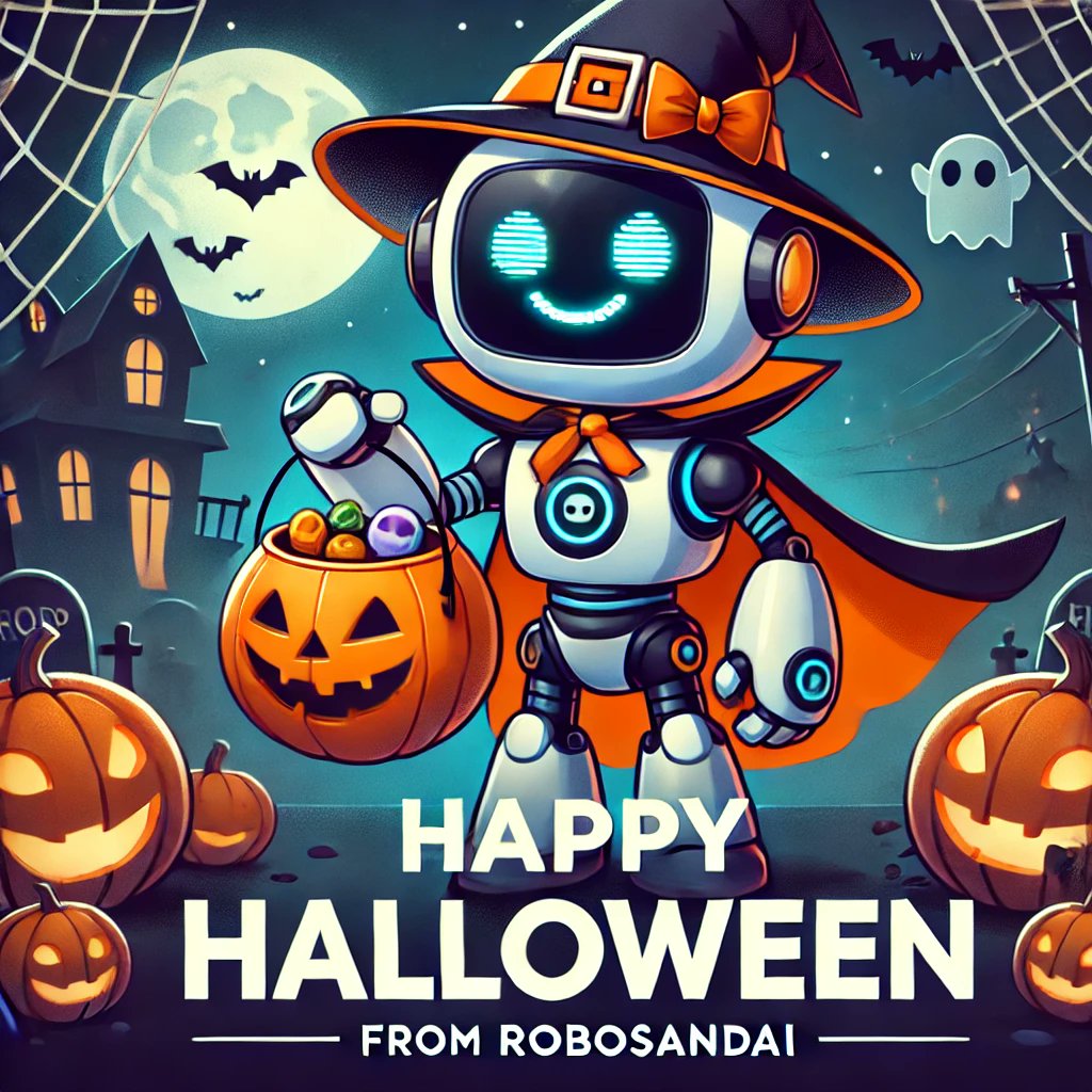RobosandAI's tweet image. Wishing everyone a fun, safe, and tech-filled Halloween! Don’t forget to check out our latest posts and quirky robot-inspired products on RobosandAI.com  #HappyHalloween  #RobosandAI #TechWithAHeart 🎃