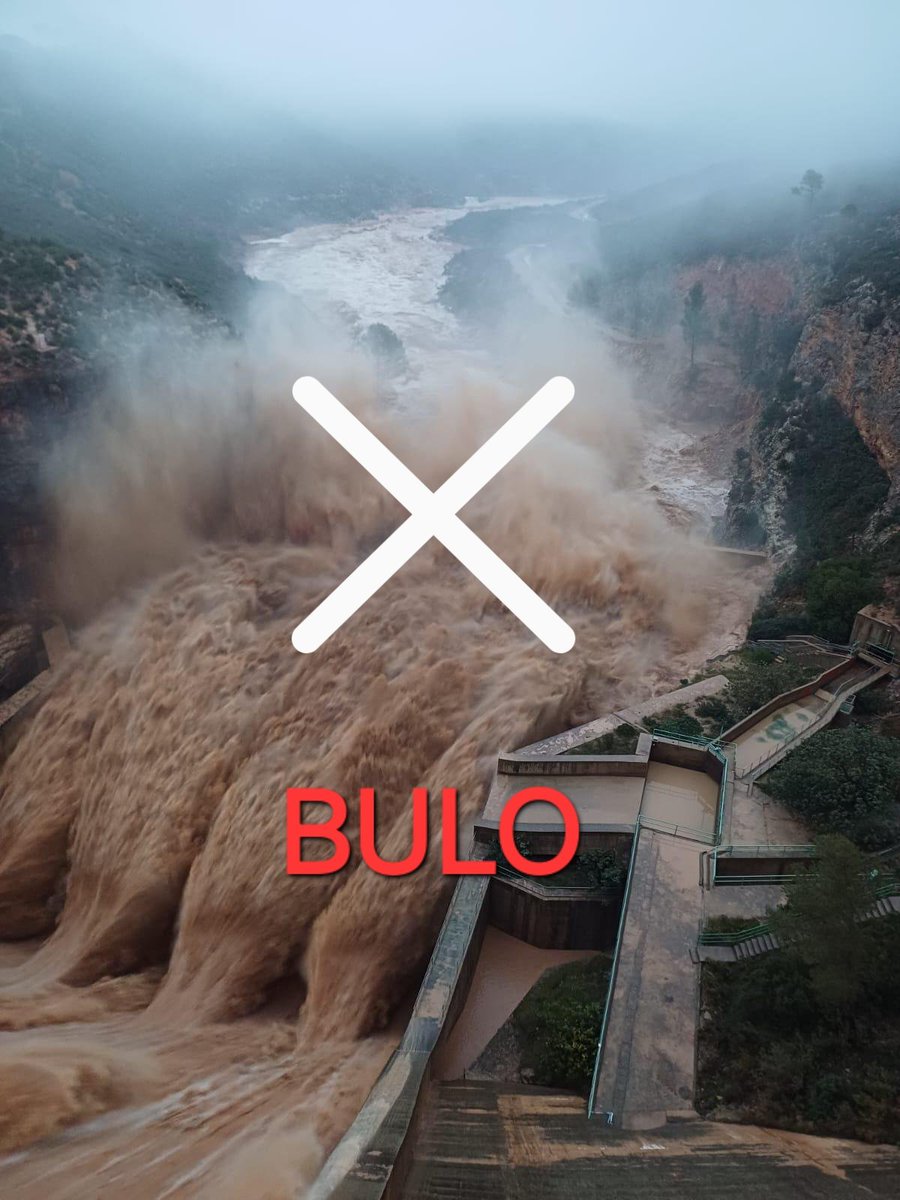 ‼️ BULO
Está circulando por redes un mensaje con una imagen manipulada con #IA en el que se advierte que la presa de #Cirat (CS) se ha roto.
Se trata de un #bulo.
🚫 No comparta.

ℹ️ Los mensajes falsos en situaciones de emergencia que generen pánico en la población pueden ser