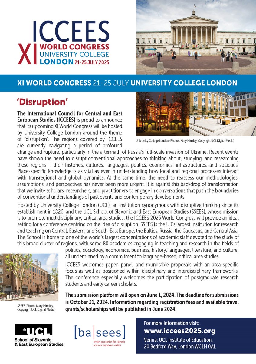Join us at the ICCEES World Congress in London next summer! The deadline for submitting paper, panel, and roundtable proposals has been extended to midnight (GMT) on November 30, 2024. Remote attendance is also possible! Visit iccees2025.org for more details. <a href="/icceesorg/">ICCEES</a>
