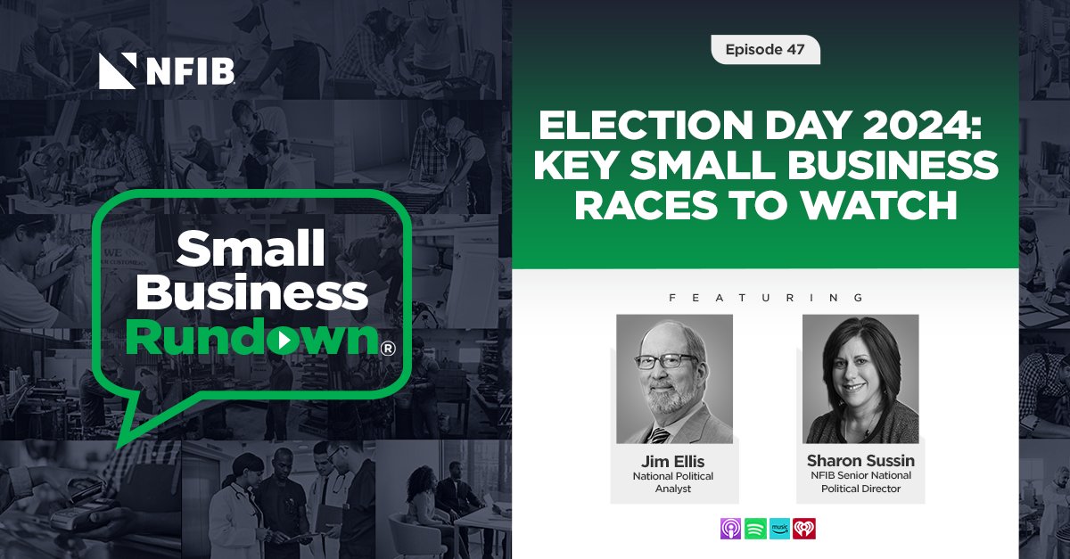 NFIB's tweet photo. NEW! #NFIB Senior National Political Director Sharon Sussin sat down with National Political Analyst Jim Ellis on the #SmallBusinessRundown to discuss the possibilities of battleground races and key #smallbusiness issues on Tuesday’s ballot.

https://t.co/auqJfMP0vV https://t.co/E2yxaWj3s3