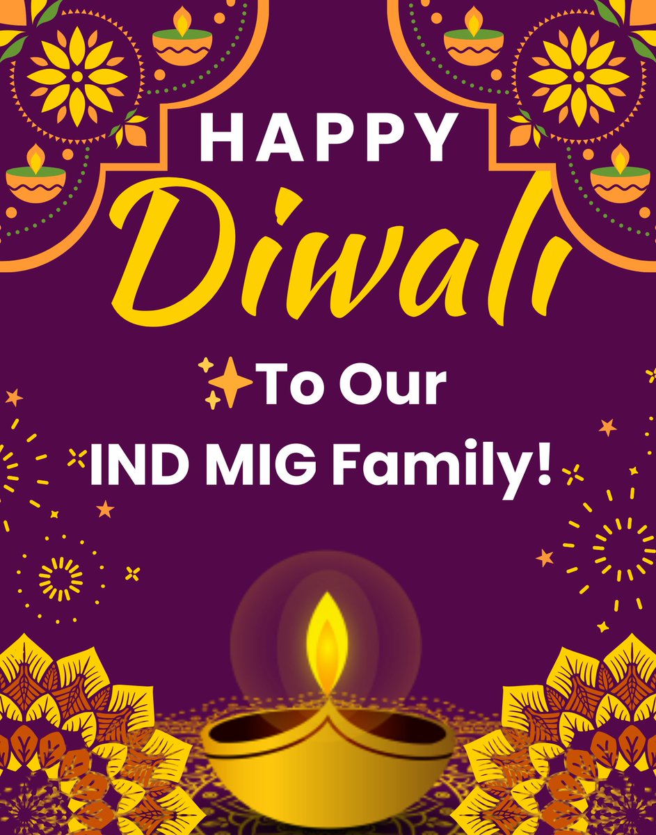✨ Happy Diwali to the IND MIG family! ✨

This Diwali, may the glow of diyas
Wishing you all a prosperous, joyous, and fulfilling Diwali. May this new year bring success, well-being, and countless blessings to you and your loved ones. 🪔