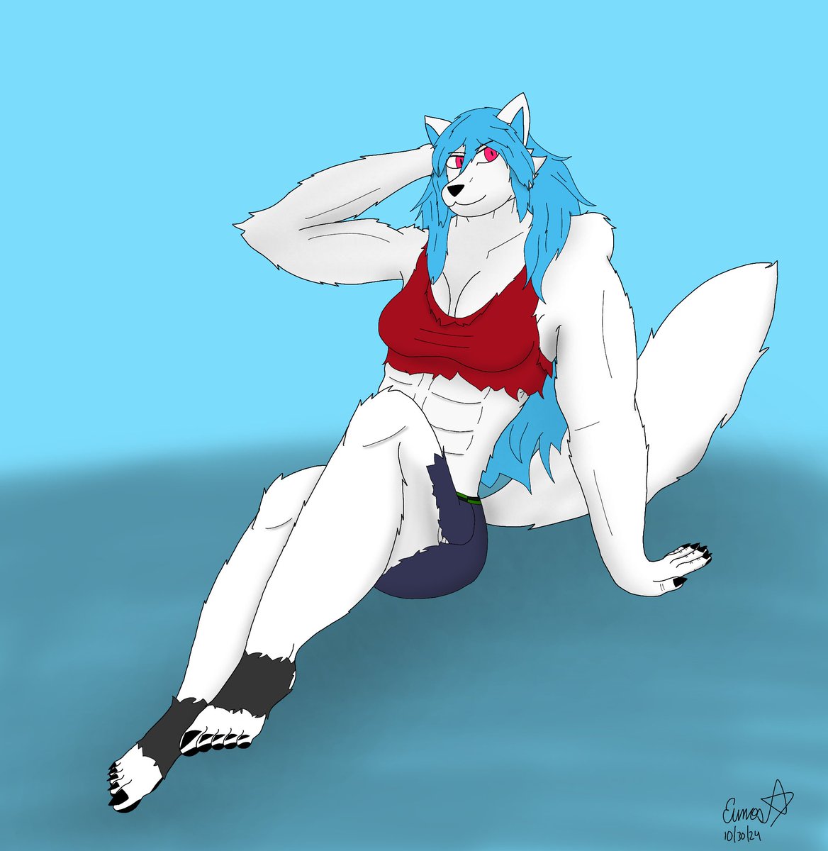 EunosMatsuda's tweet photo. For the last day of #WerewolfMonth, here is Kianna! She was feeling cute and did a cute pose.
#werewolf https://t.co/65xEIiv55n