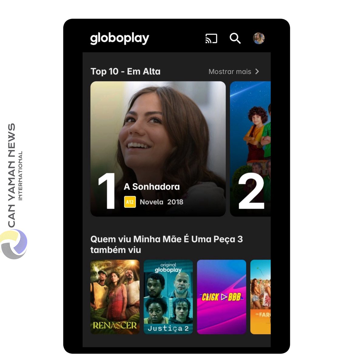 🇧🇷📺| Globoplay - series #Daydreamer  starring #CanYaman as iconic Can Divit and Demet Ozdemir has reached no 1 on Globoplay platform 2 days after the series release.