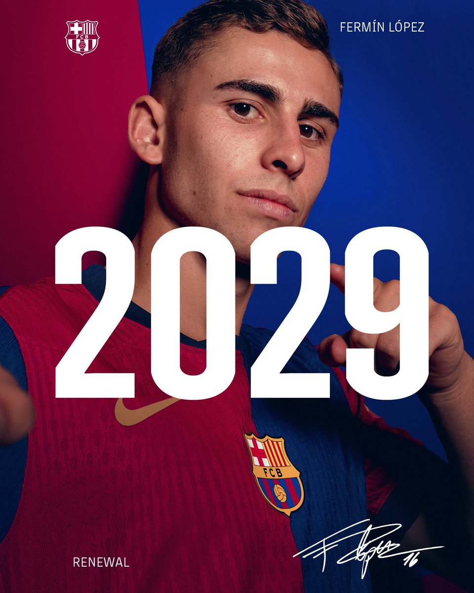🔵🔴🔐 Barcelona confirm Fermín López to sign new deal valid until June 2029.

New release clause worth €500m and salary rise for Spanish midfielder.