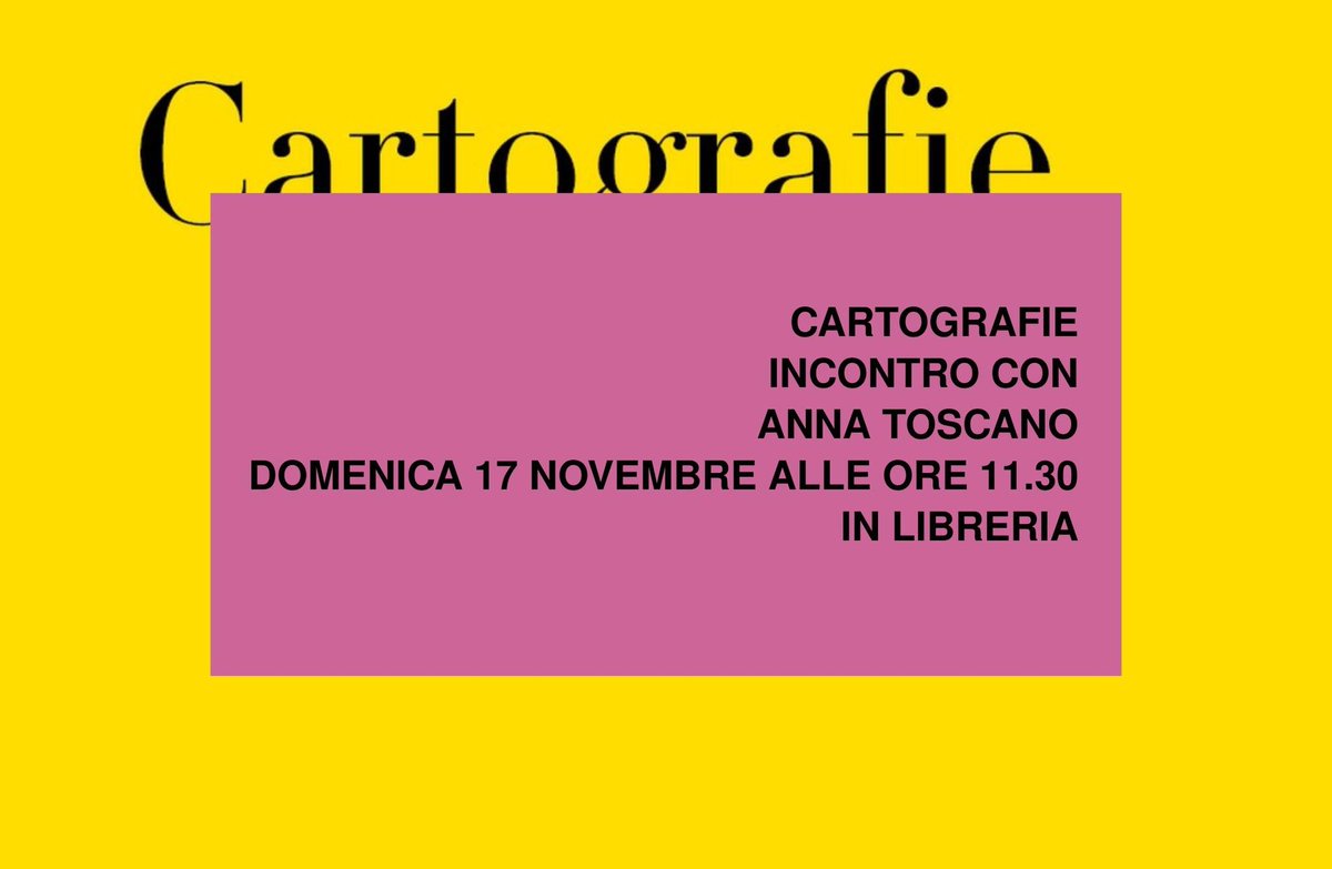 Libreria MarcoPolo (@booksmarcopolo) on Twitter photo e continuiamo domenica 17 novembre alle 11.30 incontrando in libreria <a href="/anna__toscano/">anna toscano</a> e le sue Cartografie <a href="/samuele_editore/">Samuele Editore</a> per La Gialla di <a href="/pordenonelegge/">pordenonelegge.it</a>
libreriamarcopolo.com/eventi/anna-to… e continuiamo domenica 17 novembre alle 11.30 incontrando in libreria <a href="/anna__toscano/">anna toscano</a> e le sue Cartografie <a href="/samuele_editore/">Samuele Editore</a> per La Gialla di <a href="/pordenonelegge/">pordenonelegge.it</a>
libreriamarcopolo.com/eventi/anna-to…
