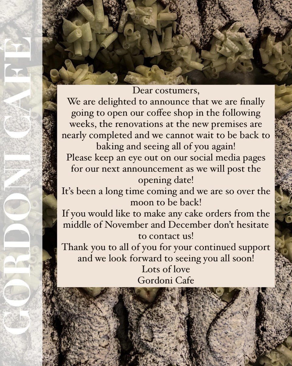 indiemk's tweet photo. ‼️ BREAKING NEWS ‼️ 

Milton Keynes is in for a treat!! 

Gordoni Coffee Shop, renowned for their amazing cheesecake, coffee and customer service will be opening their doors once again in a few weeks ☕️🍰💚

We’re beyond excited!! 

#independentcafe #miltonkeynes #SupportLocal https://t.co/jyMvZP7Wyf