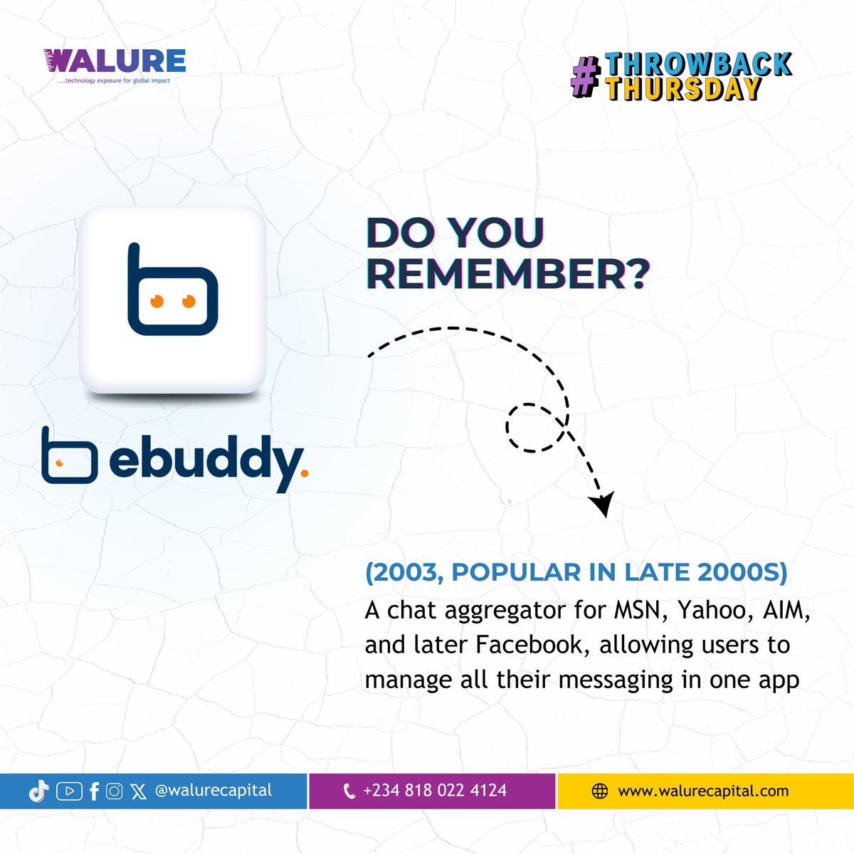 Walure_'s tweet photo. #TechThrowbackThursday: Who remembers eBuddy?
Back in the 2000s, eBuddy was a game-changer. It was created at a time when Symbian/Java phones made switching between apps a very uphill task😩
eBuddy lets you manage MSN, Yahoo, AIM, and even Facebook messages—all in one place.
The messaging landscape has massively evolved, We now have apps like WhatsApp and Slack. However, eBuddy paved the way for the all-in-one messaging experience we still value today.
It won Mashable Awards for Best Mobile App Award in 2009and 2010.
eBuddy = OG App 🙌
Were you an eBuddy user? Share your memories in the comments! 📲👇
#walurecapital
#walure
#walurehub
#techthrowbackthursday
#WalureMedia
#TechAcademy
#throwbackthursday
#DigitalTransformation
