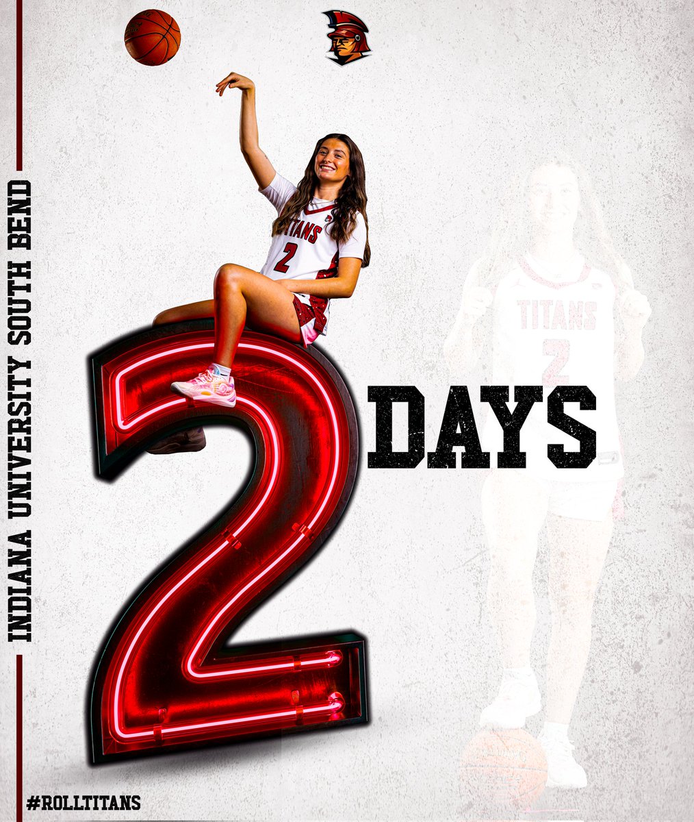 2 days until tip-off! 🔥🏀 The IUSB Women's Basketball team is ready! Grab your jerseys, pack the stands, and come to cheer loud! #RollTitans #TitansRising #IUSBHoops