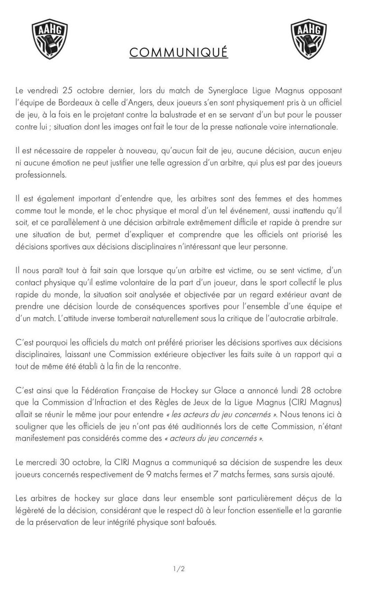 asso_AAHG's tweet photo. 🚨 Communiqué suite à la publication de la décision concernant le match Bordeaux/Angers du 25 octobre dernier.

⬇️⬇️⬇️⬇️ https://t.co/iD6hmXavCw