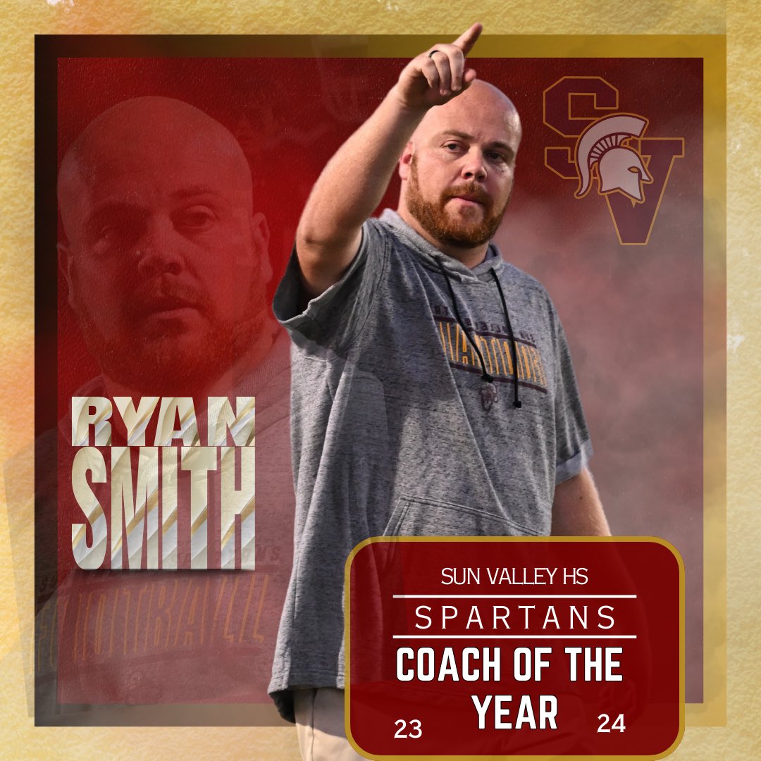 Congrats <a href="/SVSpartans_FB/">Sun Valley Football</a> 
Coach Ryan Smith on being named SVHS Coach of the Year!
He truly embodies the Spartan Spirit, going above &amp; beyond his coaching duties to pour into the lives of players! 

<a href="/SVHS_Athletics1/">Sun Valley High School Sports</a> <a href="/SVHSPrin_Dad/">Mike Harvey</a> <a href="/SVBBallCoach/">SVHSAD</a> <a href="/UCPSNC/">Union County Public Schools</a> <a href="/UCPSNCAthletics/">UCPS NC Athletics</a> <a href="/AGHoulihan/">Andrew G. Houlihan</a>