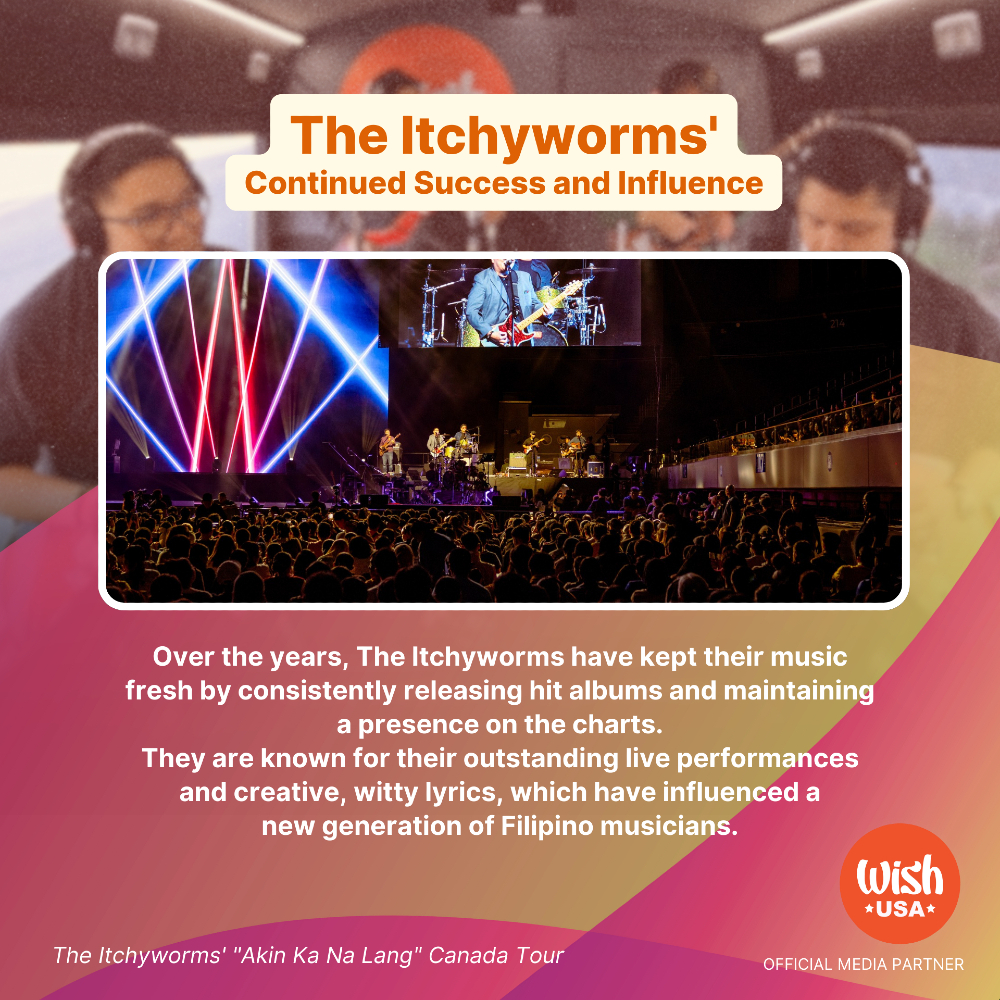 wishusaofficial's tweet photo. 🎸 Dive into the history of The Itchyworms! Formed in 1996, this iconic Filipino band has been delivering hits with their unique blend of rock and pop.

What's your favorite The Itchyworms memory or song? Share with us! 👇

#TheItchyworms #BandHistory #OPMLegends #MusicJourney https://t.co/xGb0cEYWBF