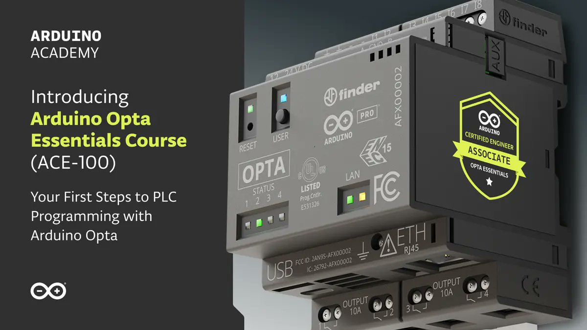 Join us on Wednesday, November 13th a dive deep into the newly announced Arduino Opta Essential Course (ACE-100) and explore how the Arduino Opta PLC is transforming industrial automation. 

Register now to save your spot! crowdcast.io/c/opta-ace-100