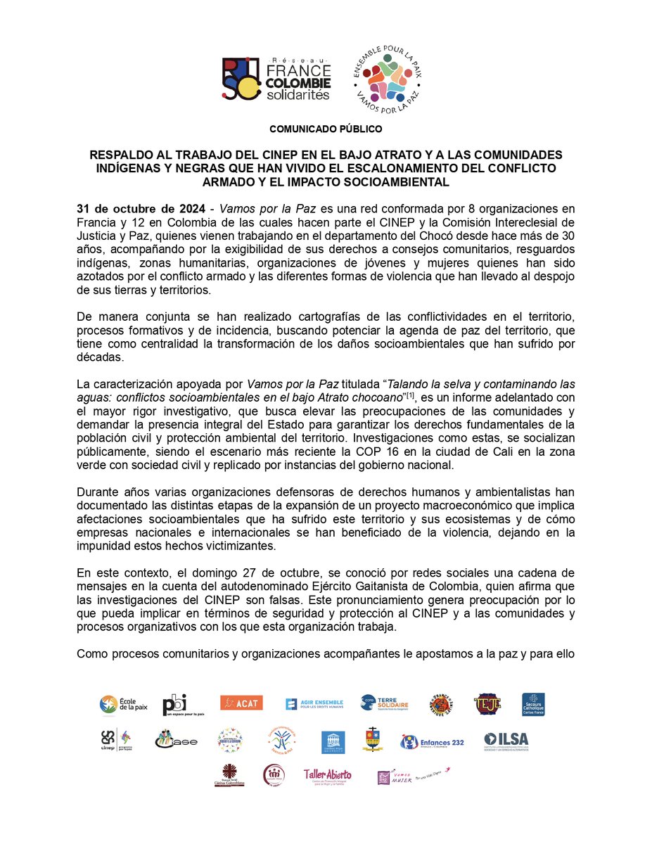 Vamos por la paz - Ensemble pour la paix Colombie tweet media