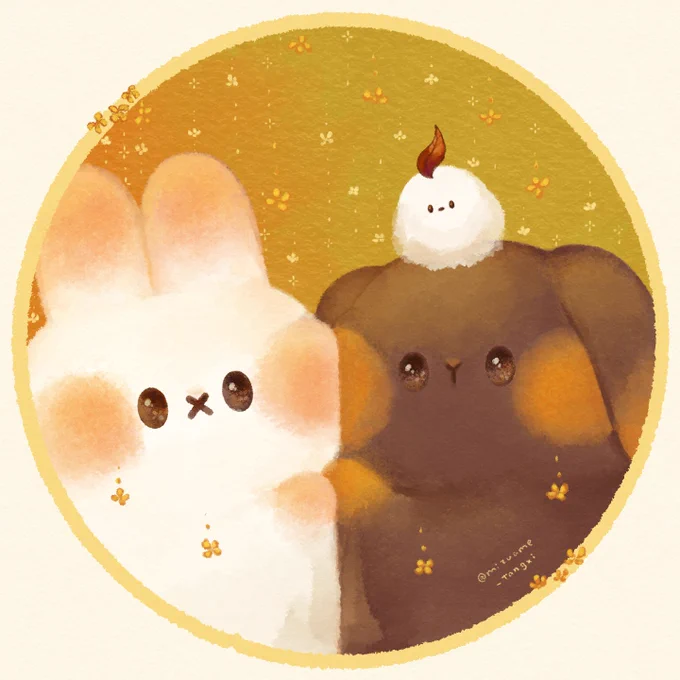 10月もありがとうございます。11月も、まったりとよろしくお願いいたします(*・×・*)#ぷみうさぎ #すぴょんず#イラスト 
