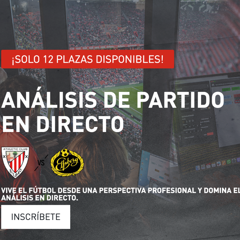 AC_FCenter's tweet photo. 📅 19 al 28 de noviembre
🧑‍🏫 Semi presencial
🏟️ Análisis en vivo en San Mamés

👤 @IbonLanda: Desarrollo tecnológico en Athletic Club
👤 #AlbertoIglesias: Analista del 1º equipo Athletic Club
👤 @imartinabraldes: Analista del 1º equipo Femenino Athletic Club

¡Últimas plazas!