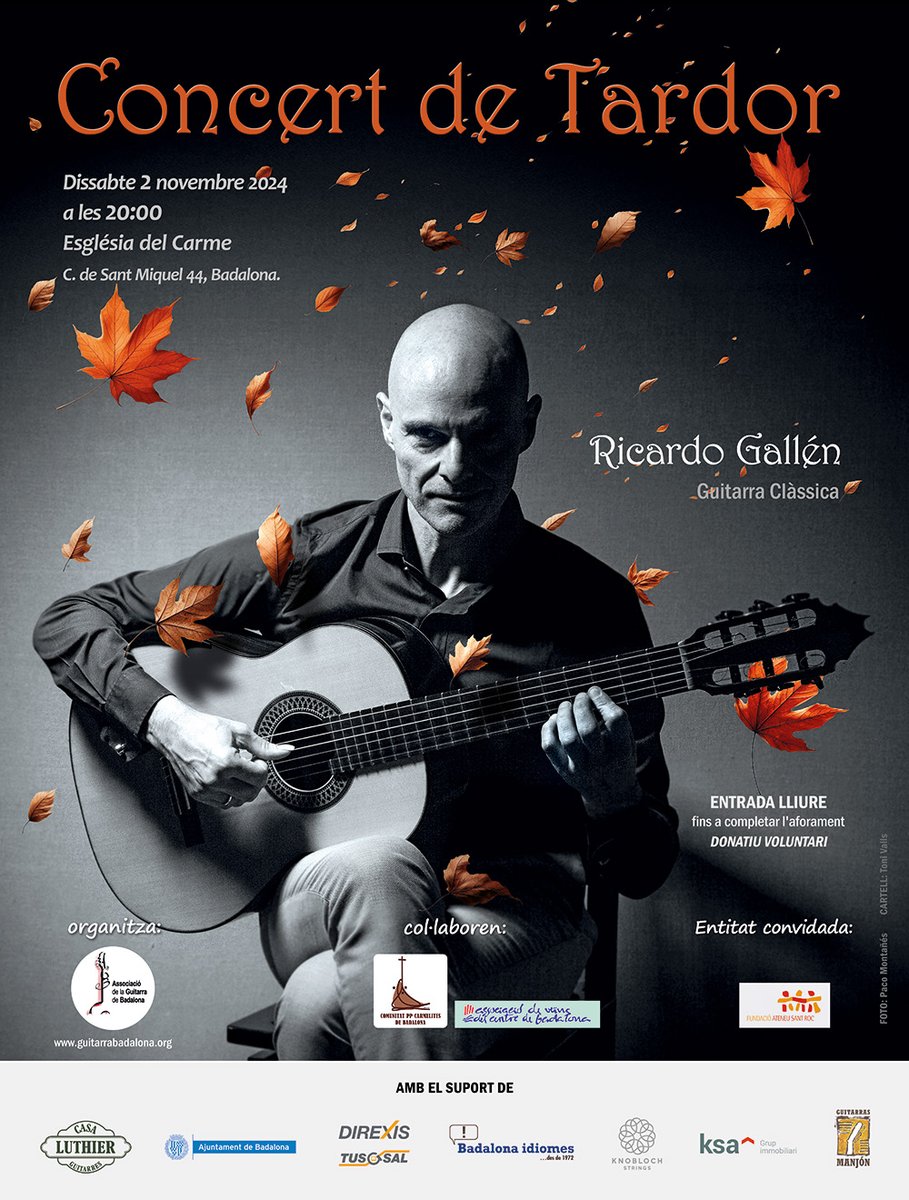Aquest dissabte, a Badalona, Ricardo Gallén, un dels guitarristes clàssics més importants de l'actualitat. <a href="/AgendaCultura/">Agenda Cultural de Catalunya</a> <a href="/bdncom/">Badalona Comunicació</a> <a href="/AgendaConcertsC/">AgendaConcerts.CAT</a> <a href="/agendaclassica/">Agenda Clàssica</a>